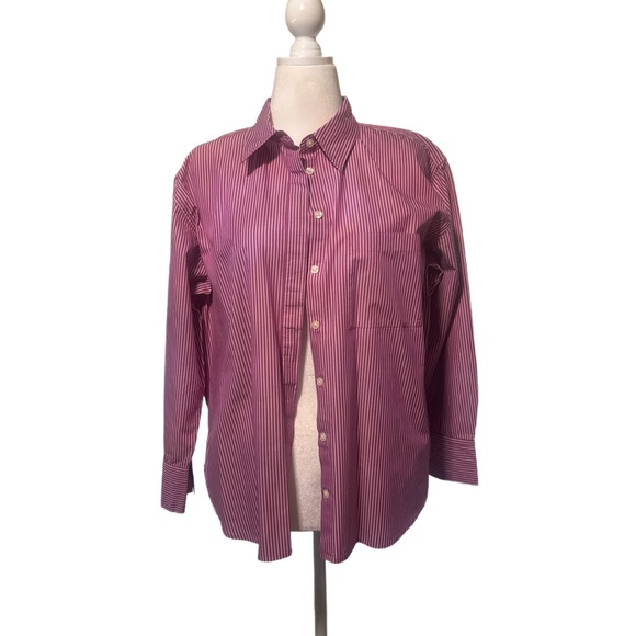 Ann Taylor Petite Stripe Oversized Shirt - Picture 3 of 5